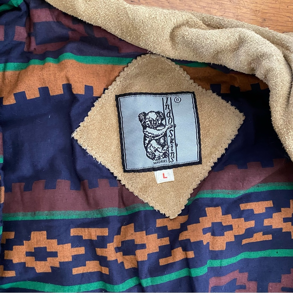 Real Leather Suede Southwestern Western Tassel FringeJacket: Natural Tan - Large - Picture 6 of 8